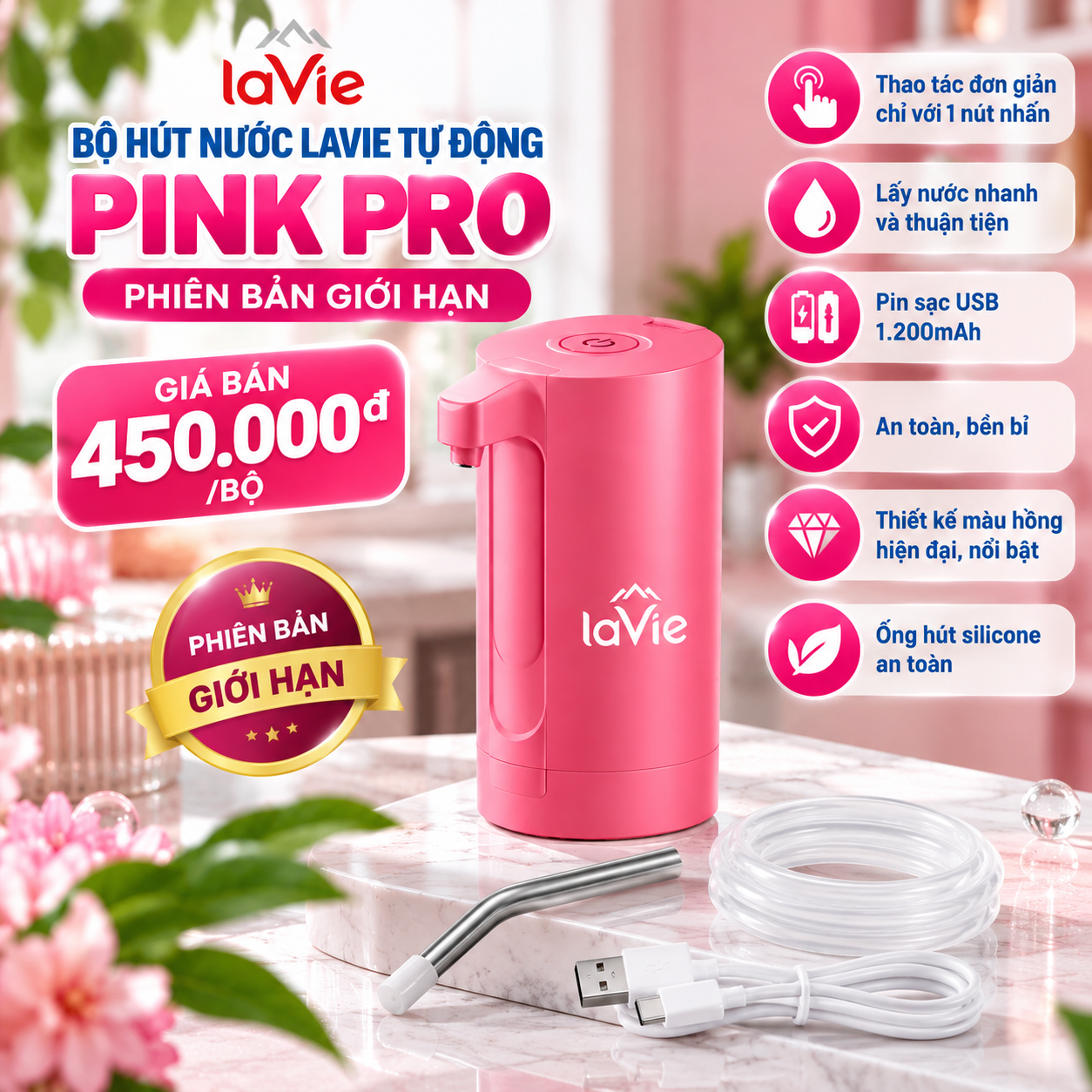 Máy bơm nước laVie Pink Pro phiên bản giới hạn Máy bơm nước laVie Pink Pro phiên bản giới hạn